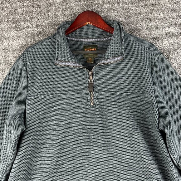 Redmond Sweater Mens Medium 1/4 Zip Blue Textured Knit Pullover Long Sleeve - Picture 3 of 8